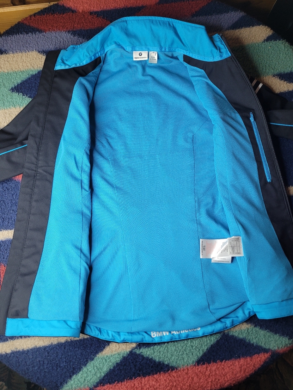 BMW Athletics Jacket Womens Small Black Full Zip Removable Sleeves Reflective - Picture 6 of 9